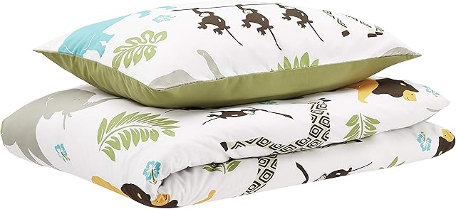 Amazon Basics Kids Duvet Cover Set, Microfiber, Animals - 100 x 135 cm + 40 x 60 cm