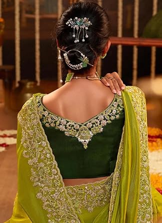 TRENDMALLS RENDMALLS Women's Jacquard Silk Embroidery With Sequin Work Saree with Unstitch Blouse Piece For Women