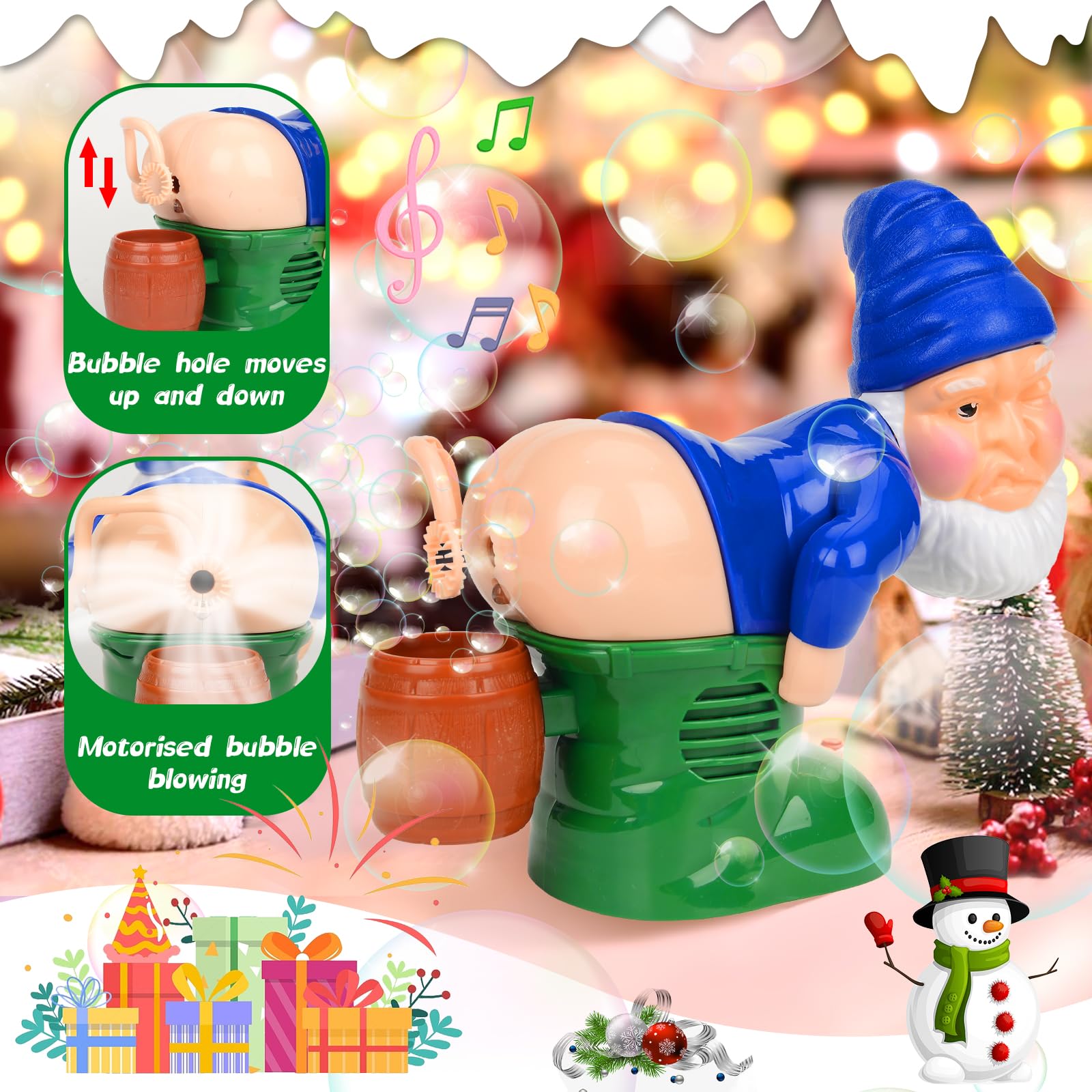 Santa Fart Bubble Machine, Electric Light-Up Bubble Maker with Music - Image 3