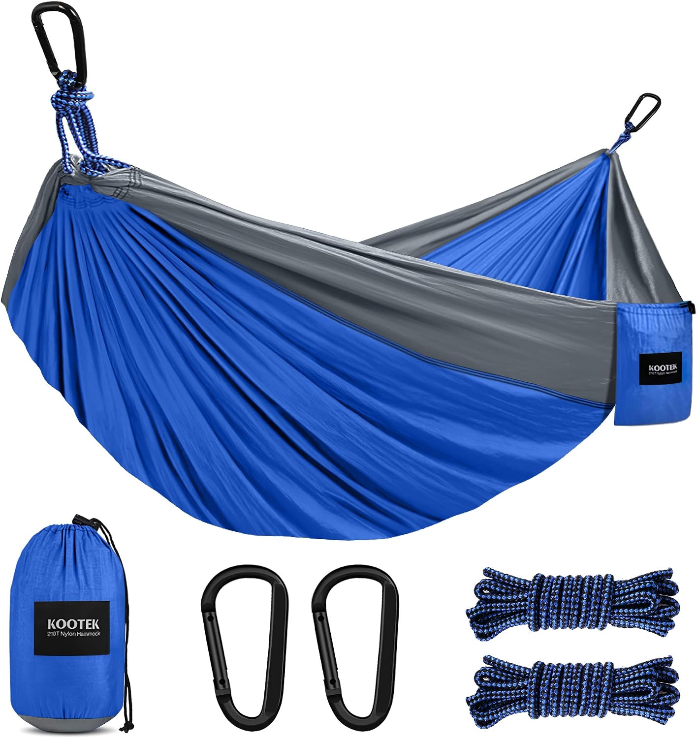 Kootek Camping Hammock Double & Single Portable Hammocks with 2 Hanging Ropes, Lightweight Nylon Parachute Hammocks for Backpacking, Travel, Beach, Backyard, Hiking