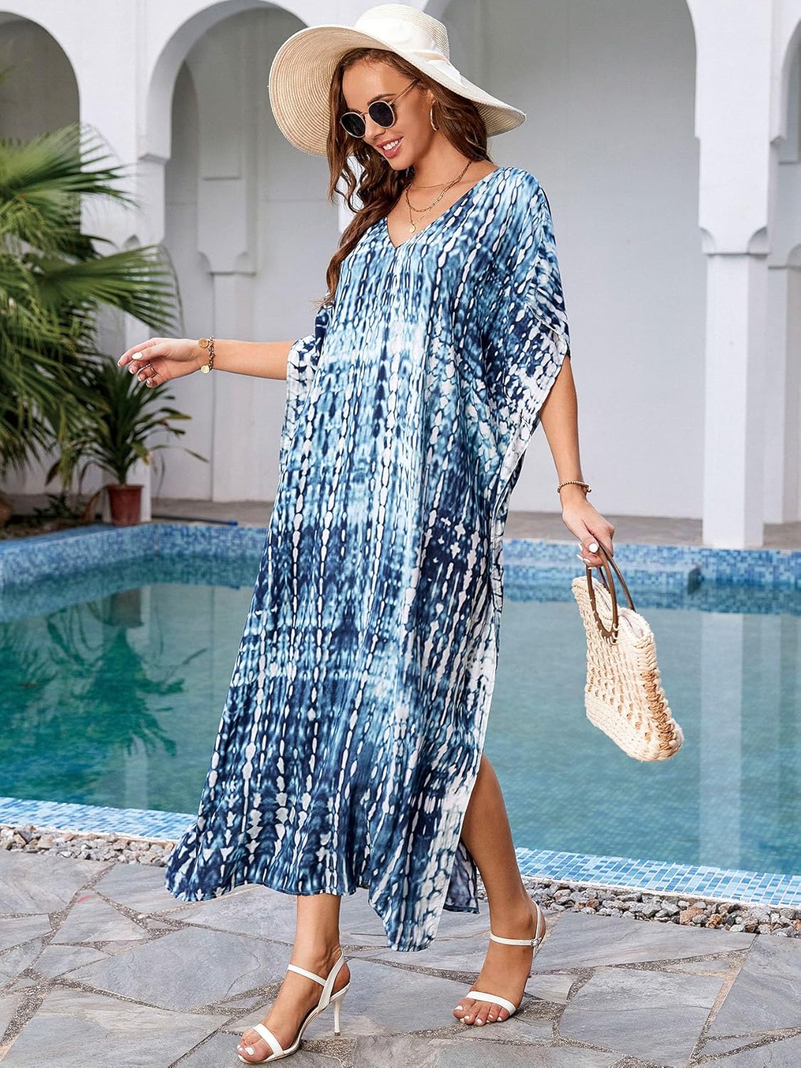 Kaftan for Women Plus Size Bathing Suit Cover up Batwing Dress Loose fit Moroccan Caftan mumu Dresses for Women - Image 4