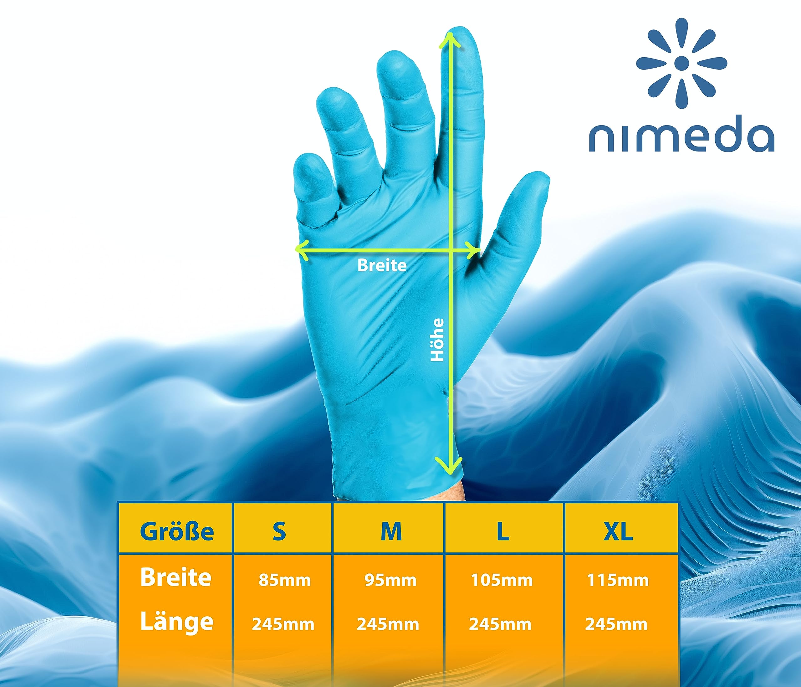 Kemes Guanti in nitrile, 1.000 pezzi, usa e getta, senza lattice, senza polvere, nitrile, taglia S | M | L | XL (XL, azzurro 1.000 pezzi)