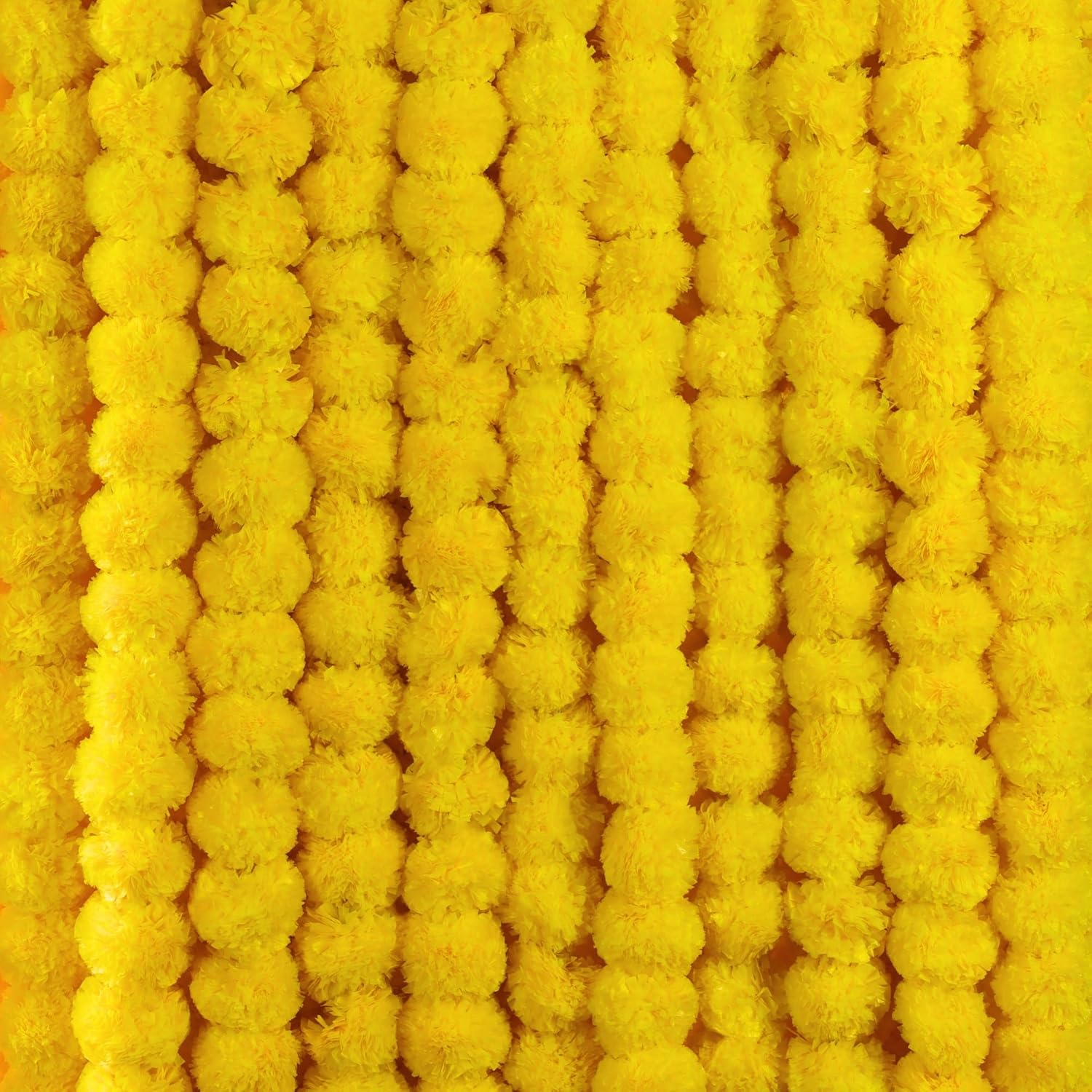 The Art Box 10 Pcs - 4.5 feet Artificial Marigold Garland Halloween Decorations Wedding Fake Flowers Fall Garland Christmas Decor Strands, Mango Yellow