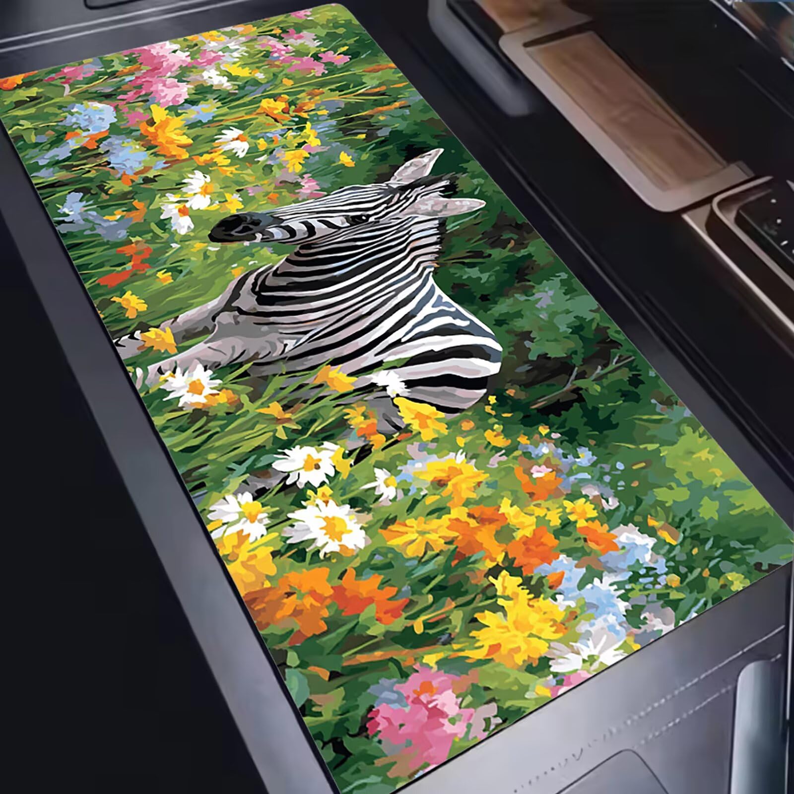Podkładka pod mysz 1200 x 600 mm Podkładka pod mysz dla graczy, bardzo cienka podkładka na biurko antypoślizgowa antypoślizgowa gumowa podstawa ulepszona prędkość dla PC, komputera, pracy - zebra
