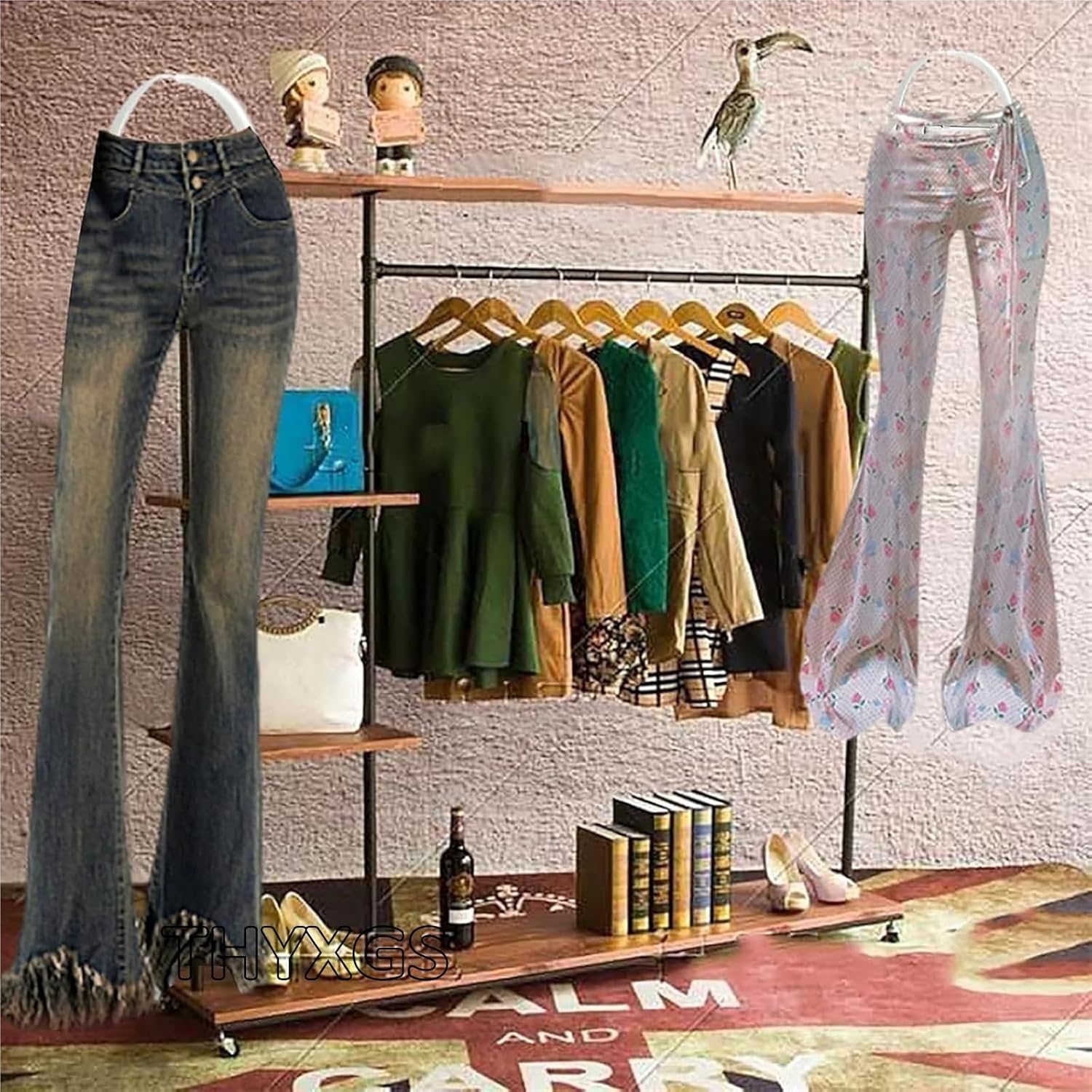150cm Metal Body Shape Clothing Display Hangers, Photography Dress Form Display Rack, with Adjustable Waist and Legs, Fashionable Dress Form for Pants