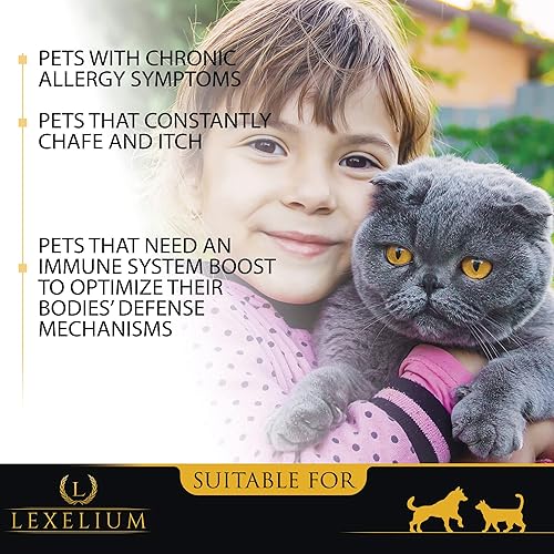 Miniatura 4 de Suplemento en polvo para aliviar la alergia y la picazón para perros y gatos, fortificado con aceite de pescado omega-3, alivio a largo plazo para