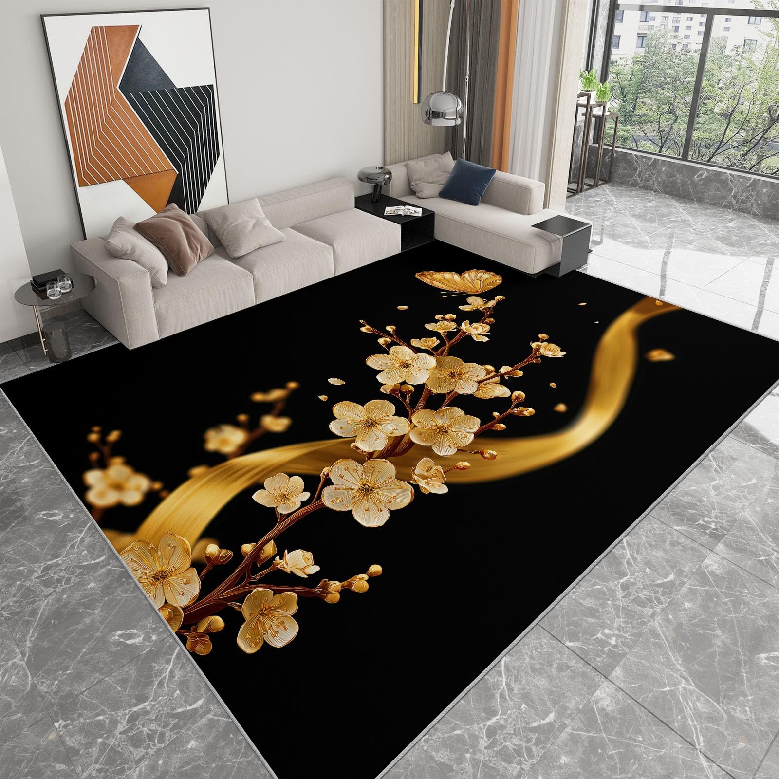 Tapis de salon antidérapant et lavable 180x240cm à poils courts