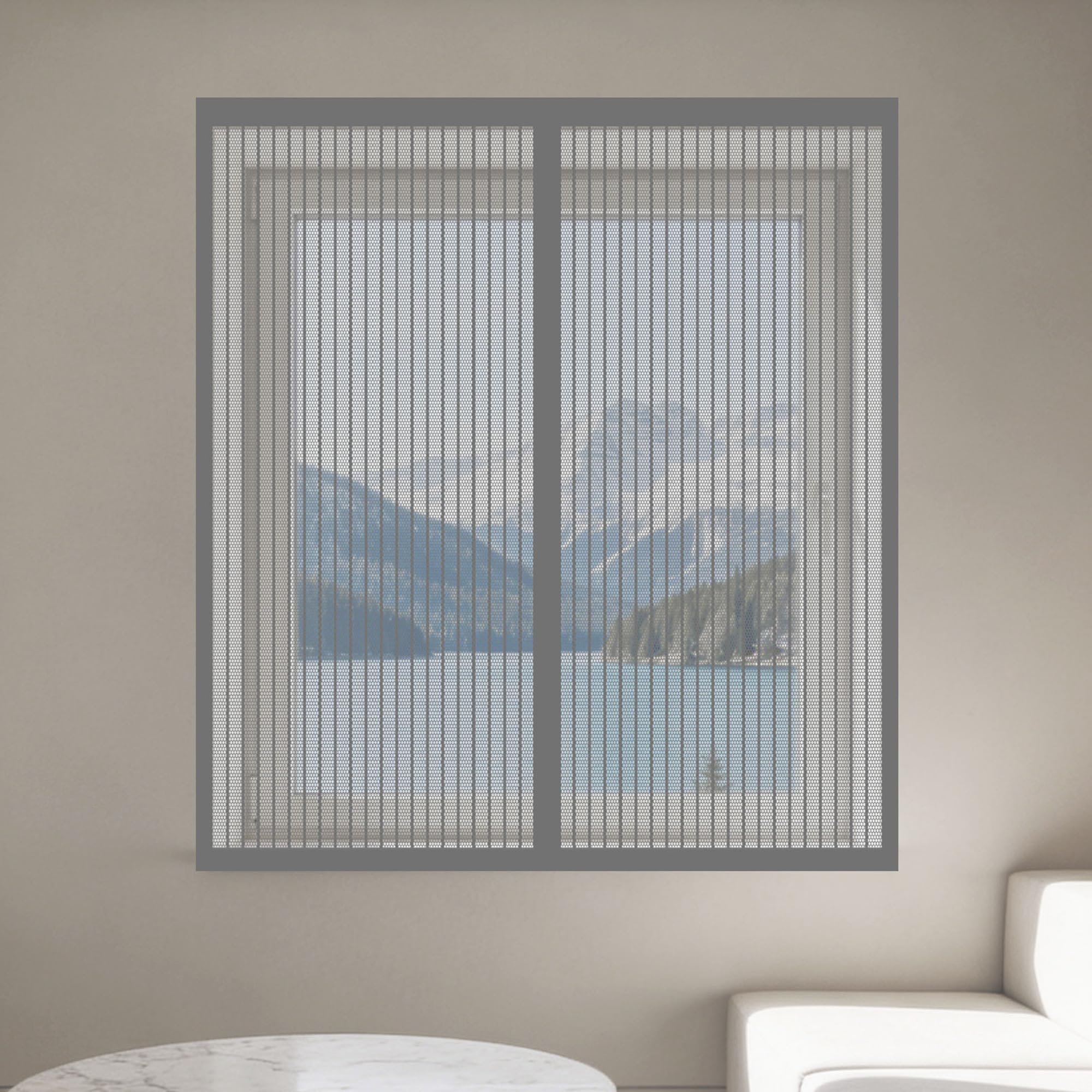 Magnetic Window Screen 175 x 130 cm with Selfadhesive Selfadhesive Window Screen Mesh Without Drilling Or Screwing with Self Adhesive Tape for Living Room Bedroom Offfice, Grey