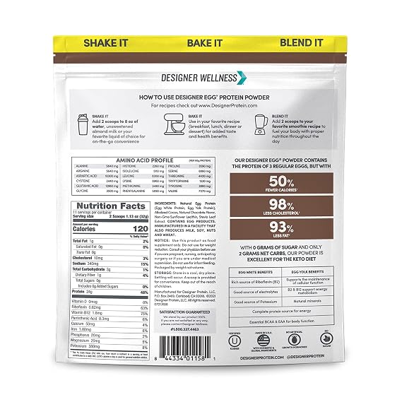 Designer Wellness Designer Egg Protein Powder, 12.4 oz Dutch Chocolate and 12.4 oz Classic Vanilla Bundle