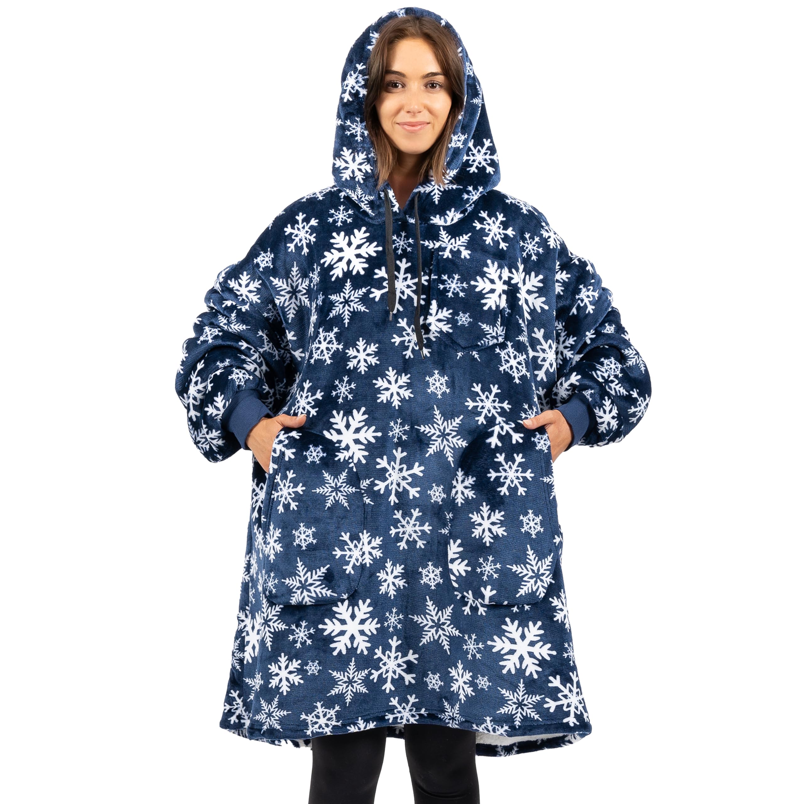 Sweat plaid géant douillet bleu pour soirées d'hiver et détente sur le canapé