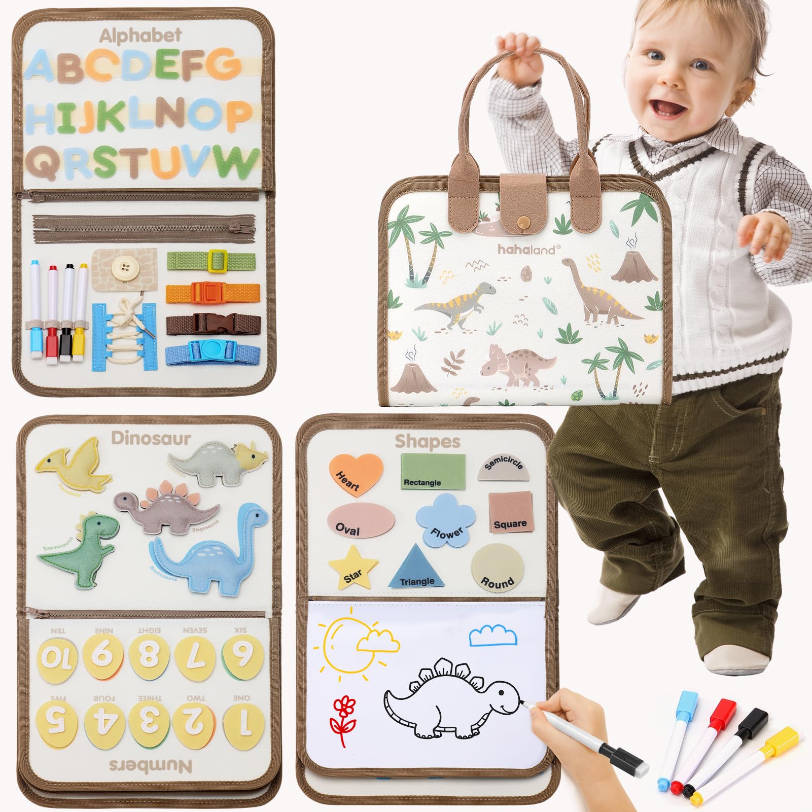 Busy Board Montessori 9-en-1 – Activités Sensorielle – Alphabet, Chiffres, Formes, Météo – Jouet éducatif 2-6 Ans – Portable