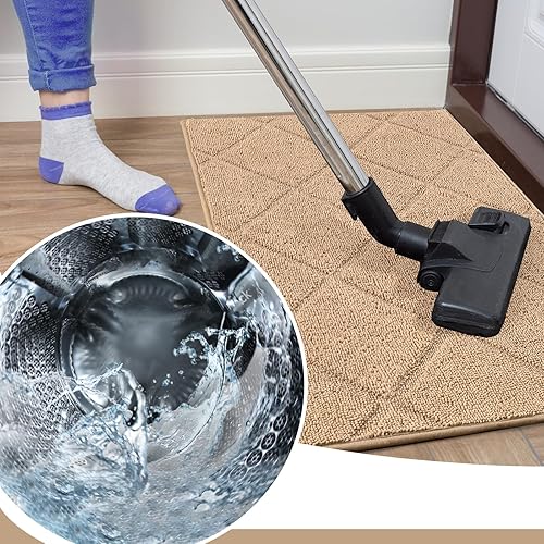 Miniatura 9 de LOCHAS Tapete para puerta de interior, 35 x 59 pulgadas, parte trasera de goma, lavable y absorbente, tapete de microfibra para entrada