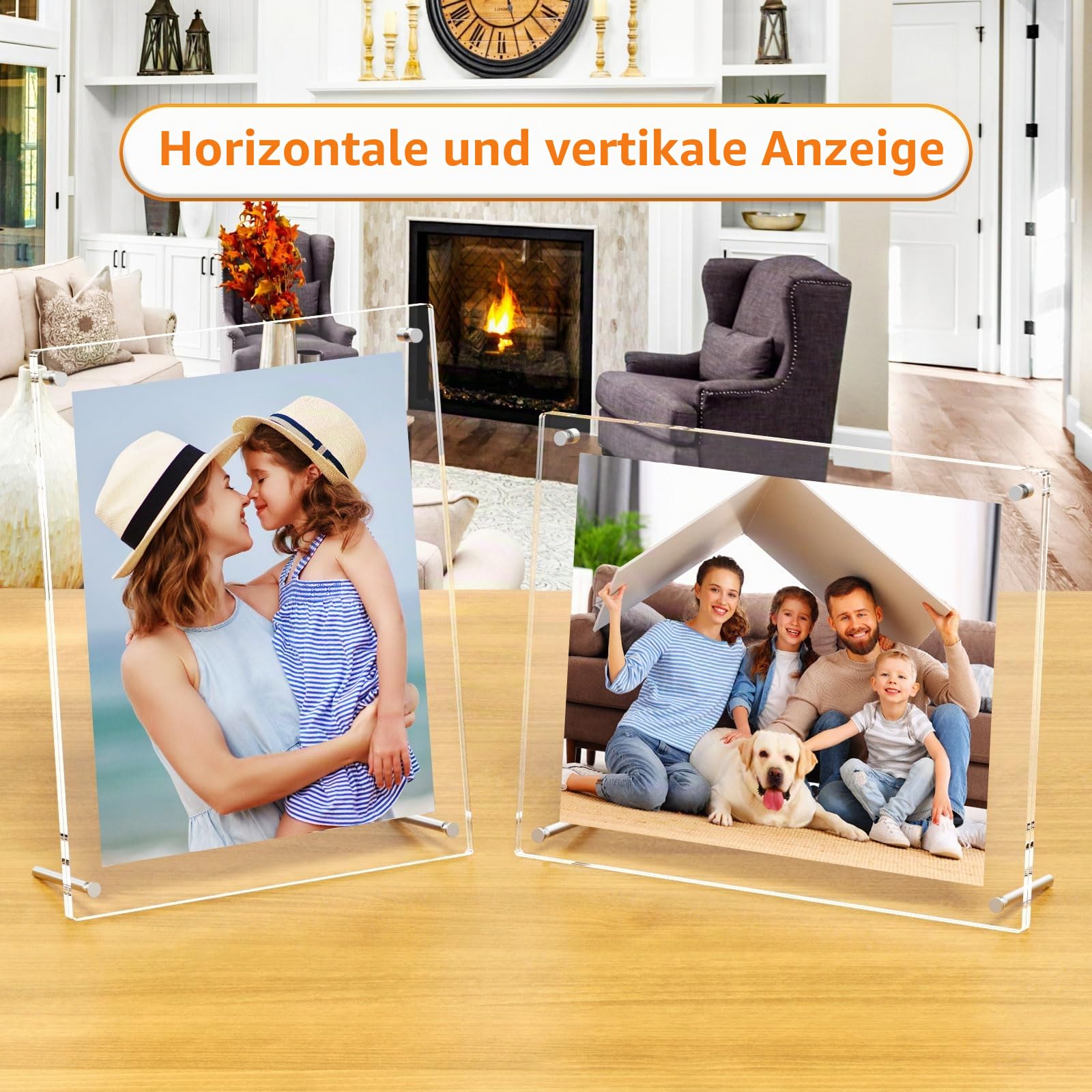 AITEE 2er Set Acryl Bilderrahmen A4: Klare Moderne Rahmenlose Fotorahmen für Wand & Tischaufsteller, Bilderrahmen ohne Rahmen für Babyfotos, Familienfotos, Hochzeitsfotos und Heimdekoration