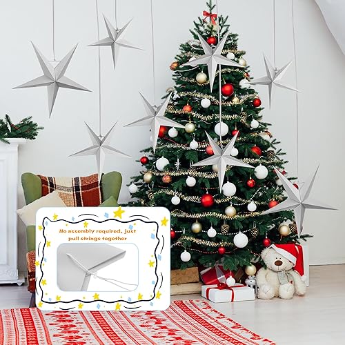 Miniatura 3 de 12 linternas de papel 3D blancas para colgar 5 faroles de papel puntiagudos para bodas, Navidad, cumpleaños, fiestas, suministros para decoración