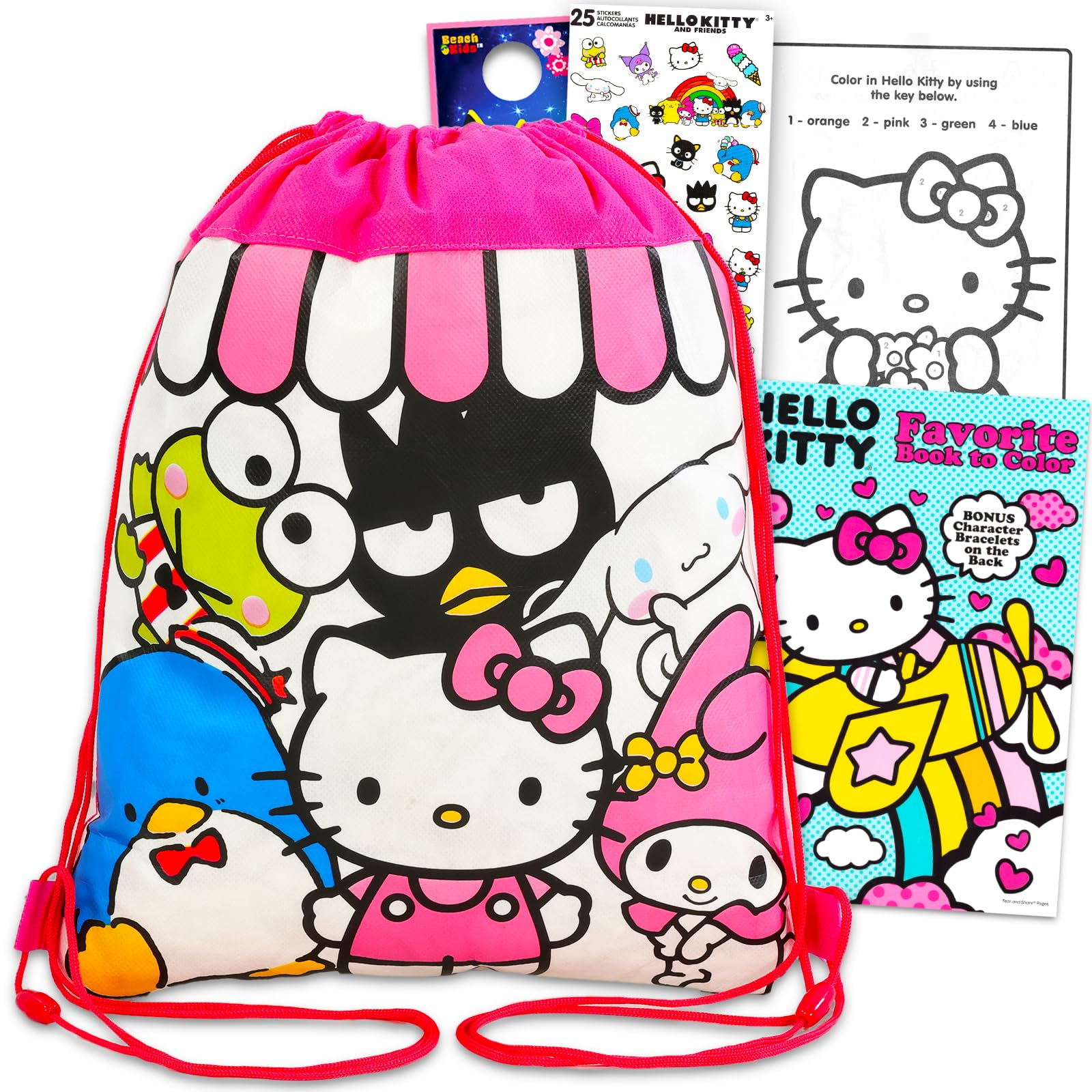 Amazon.com: Hello Kitty Drawstring Travel Bag Set - Bundle of