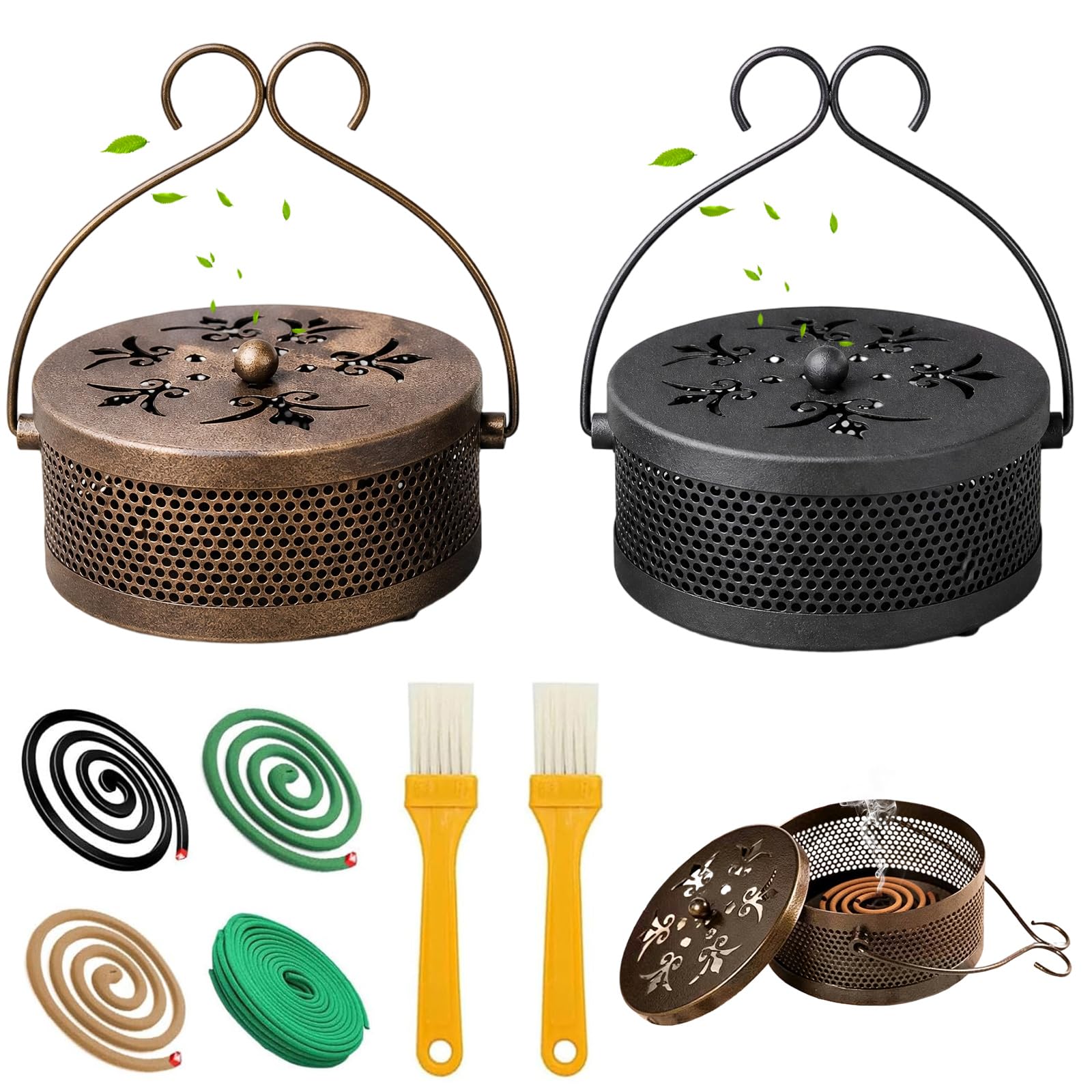 Mosquito Coil Holder - 2 Pack with Cleaning Brushes (Mesh) — image 1