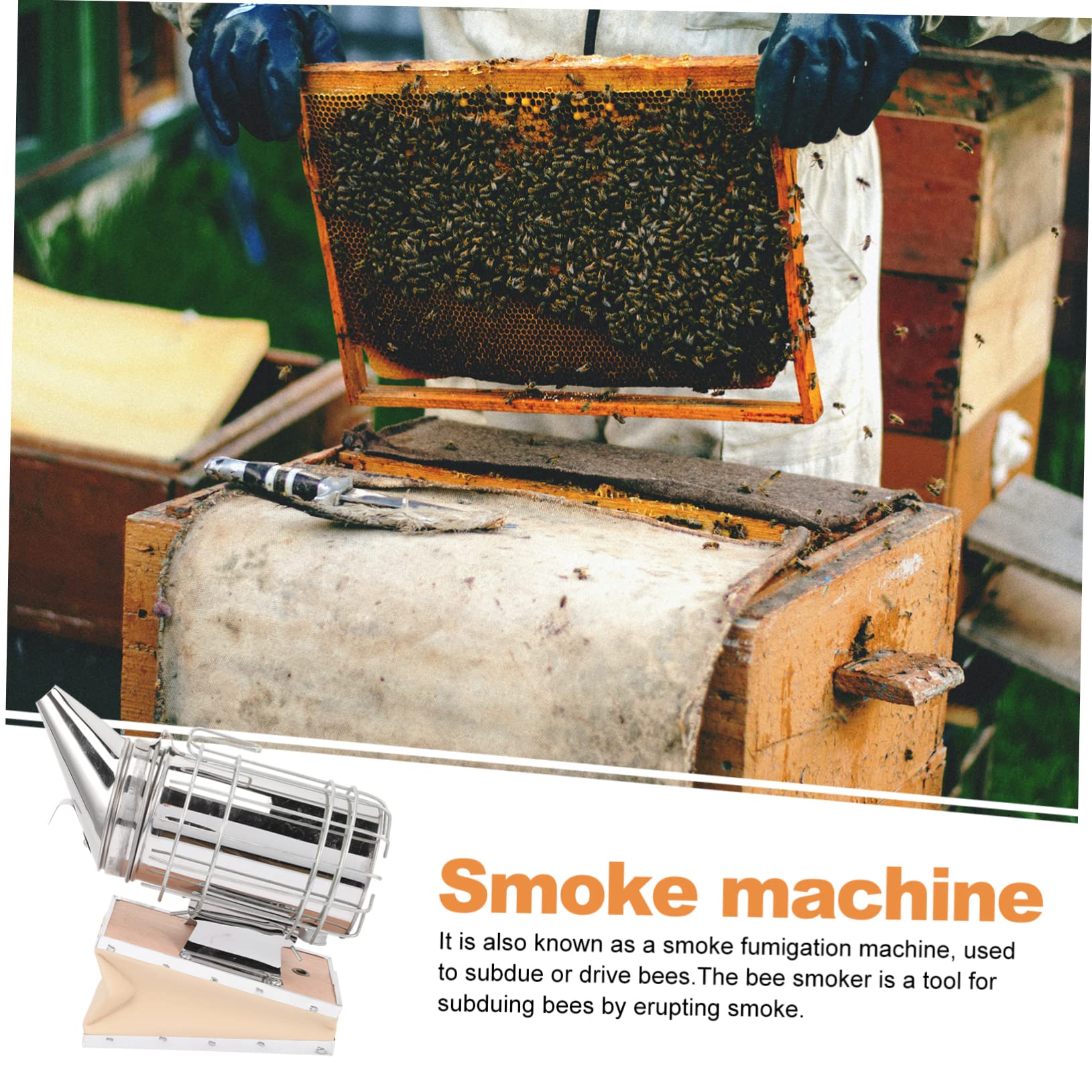 Supvox Bienenräucherbox Aus Für Sicherer Rauch Zum Beruhigen Von Bienen Mit Hitzeschild Und Seitlichem Haken Für Einfachen Transport Und Aufbewahrung