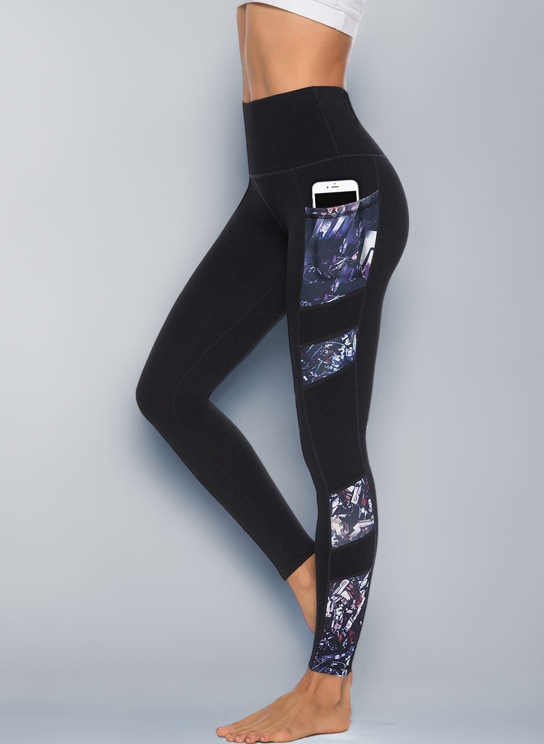Women's High Waisted Gym Leggings - Full Color Printed Leggings, Non See Through Yoga Pants with Pockets
