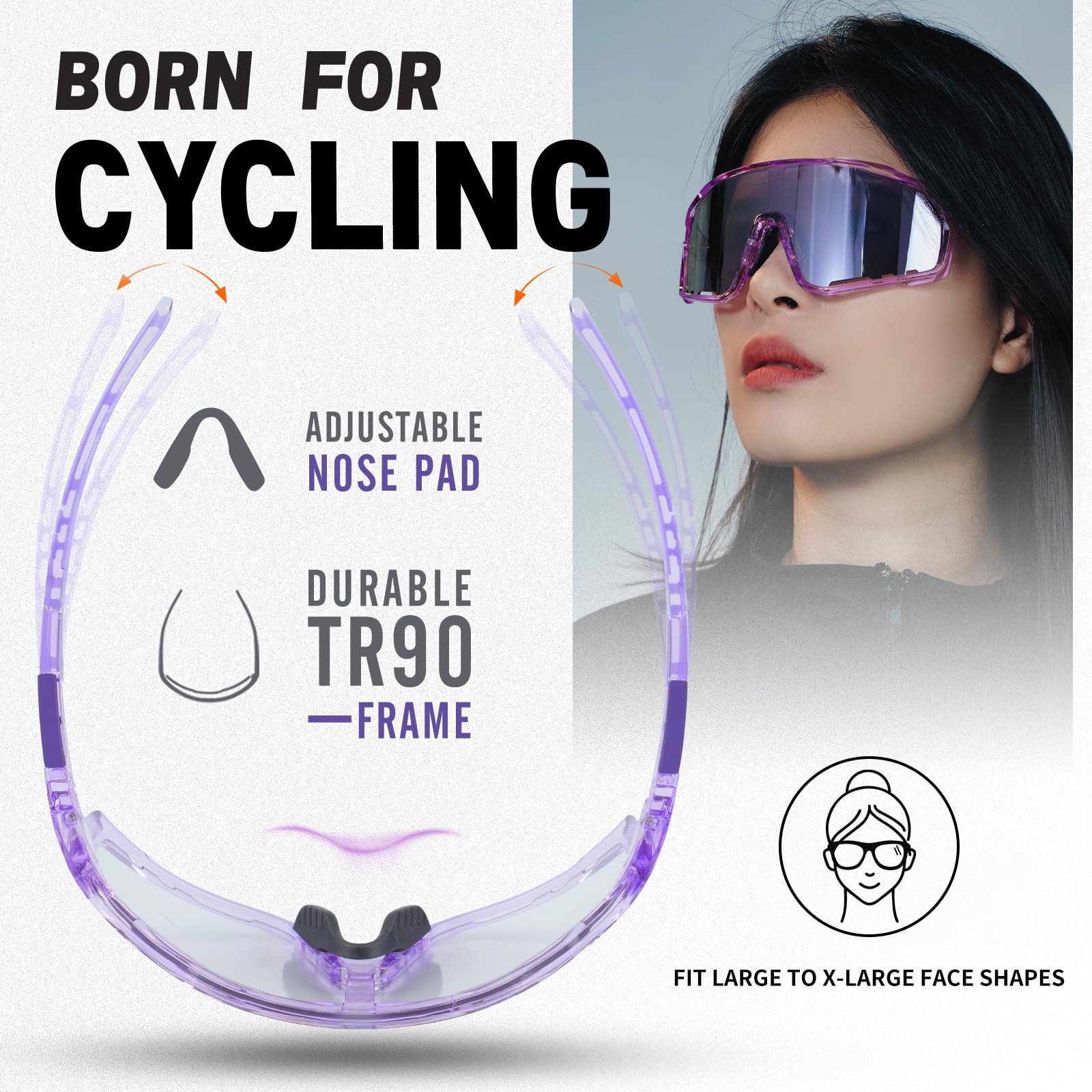 Photochrome Fahrradbrille für Herren und Damen, UV400 Sport-Sonnenbrille für MTB, Reiten, Laufen, Angeln, Baseball