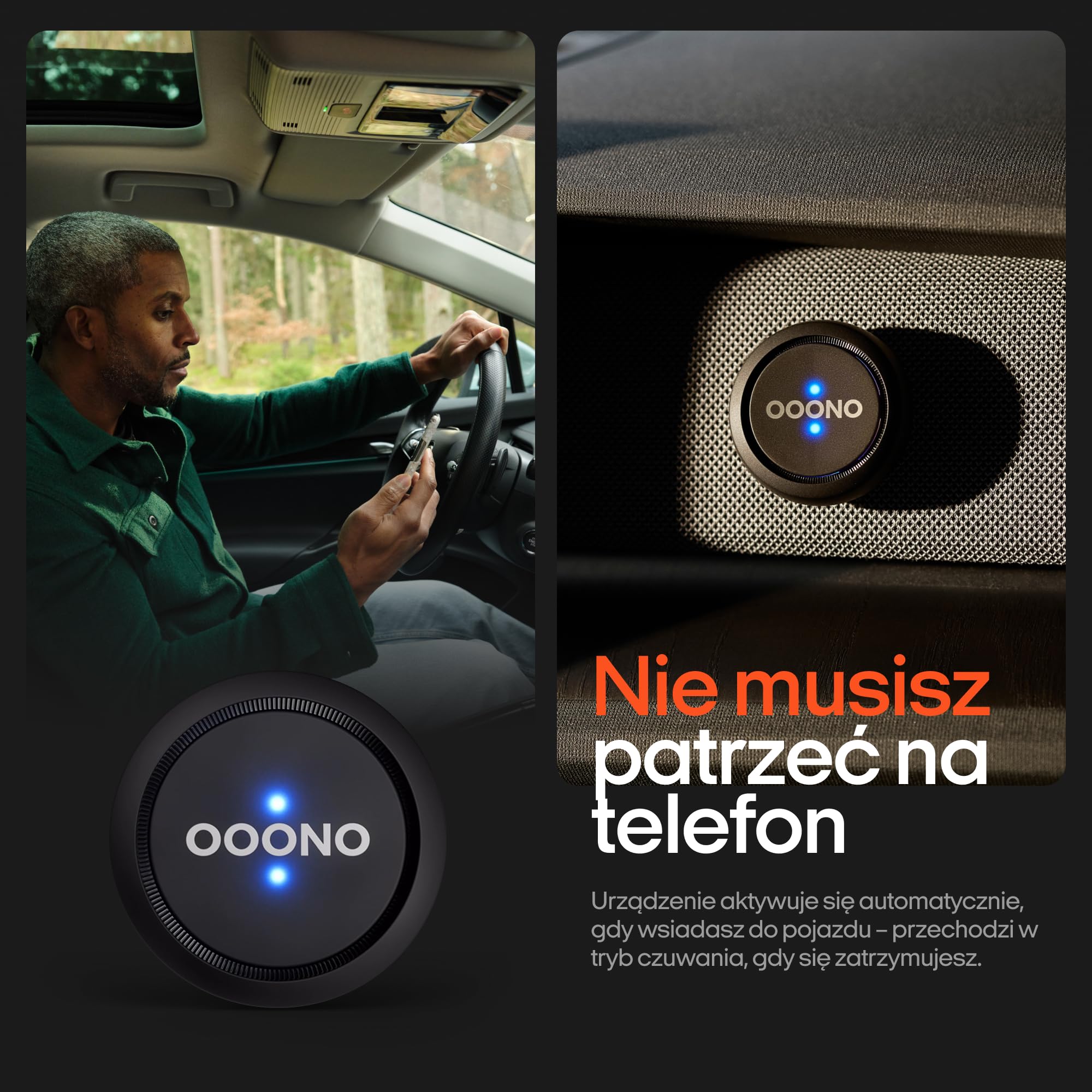 OOONO Co-Driver NO1 alarm drogowy – ostrzega o fotoradarach i zagrożeniach w czasie rzeczywistym | wskaźnik LED | automatyczna aktywacja przez Bluetooth | 1 szt.