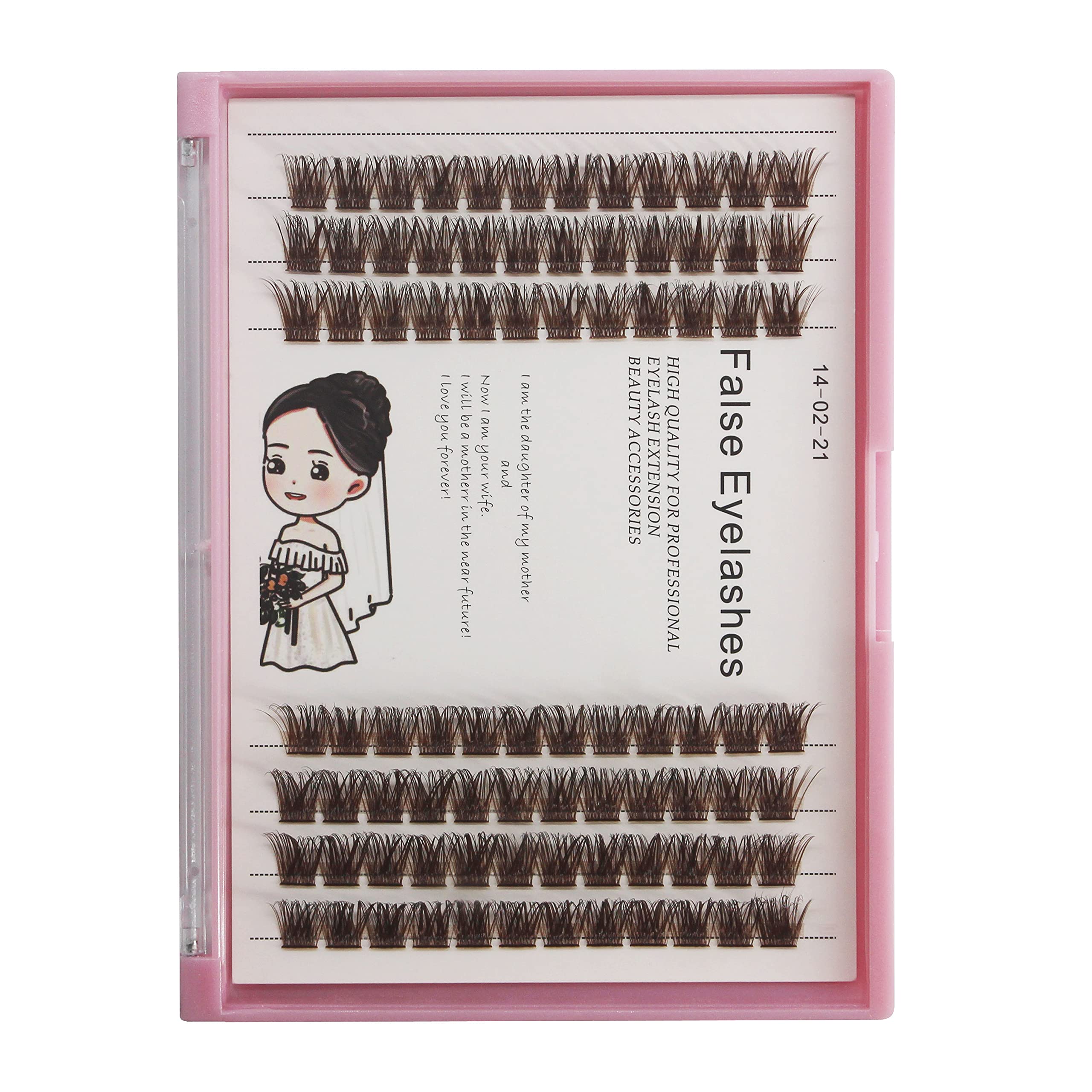 BodermincerD Curl Brown Cluster Wide Cluster Eyelash Extension Natural 3D Russian Volume Faux Eyelashes Individual Lashes Makeup (20MM)