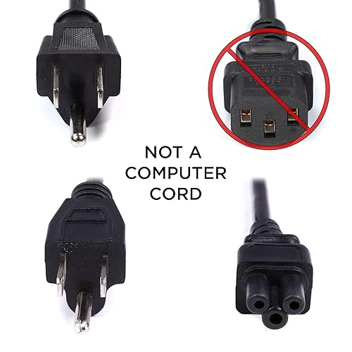 Miniatura 4 de Cable de alimentación de CA de 3 pies, color negro, de 3 clavijas, para portátiles, computadoras y fuentes de alimentación, cable de alimentación