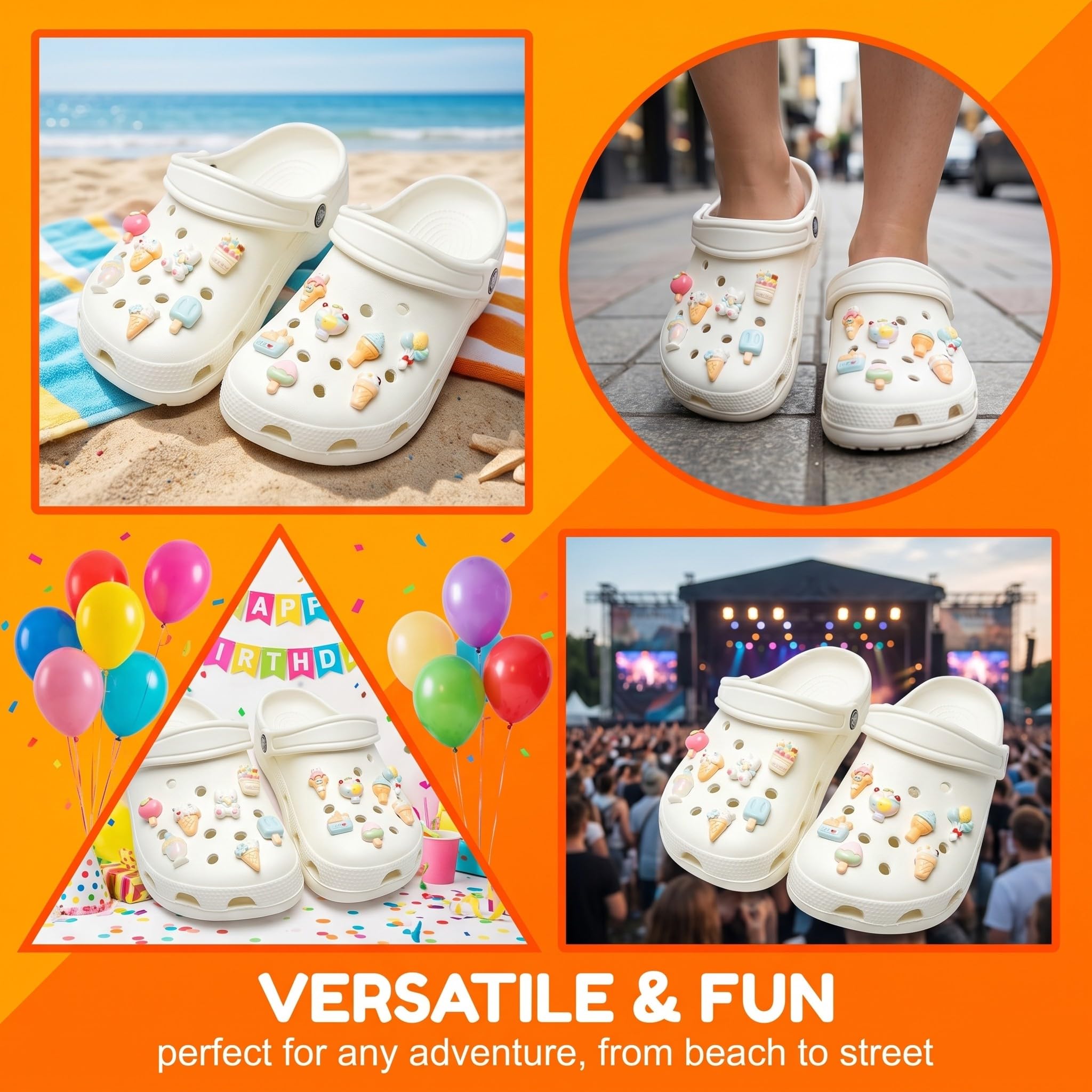14 Piezas Pins para y Zuecos, Adornos para Zapatos con Diseño de Globos y Helados, Accesorios Charms para Sandalias y Pulseras, Regalo DIY para Niños y Adultos, Decoración Divertida