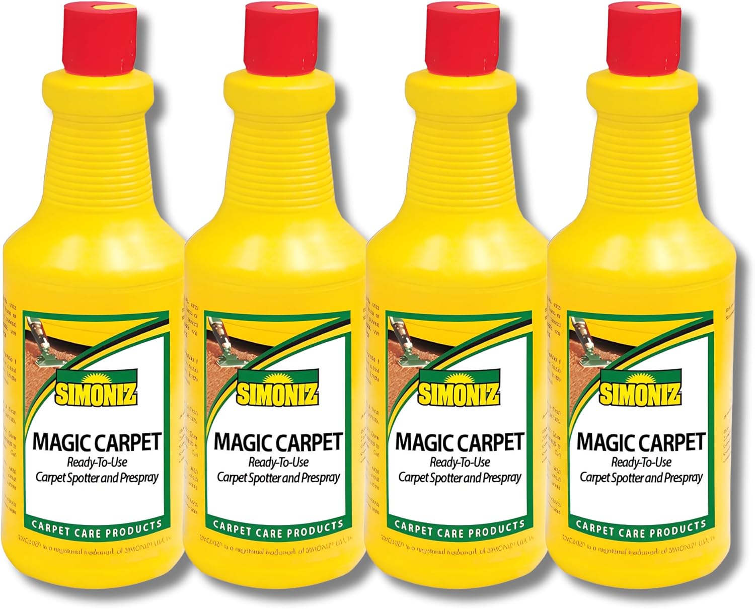 Simoniz Magic Carpet 32 oz Ready-to-Use Spot Cleaner & Pre-Spray – Removes Tough Carpet Stains from Coffee, Wine, & More – Effective & Safe Carpet Care Solution (4 Pack)