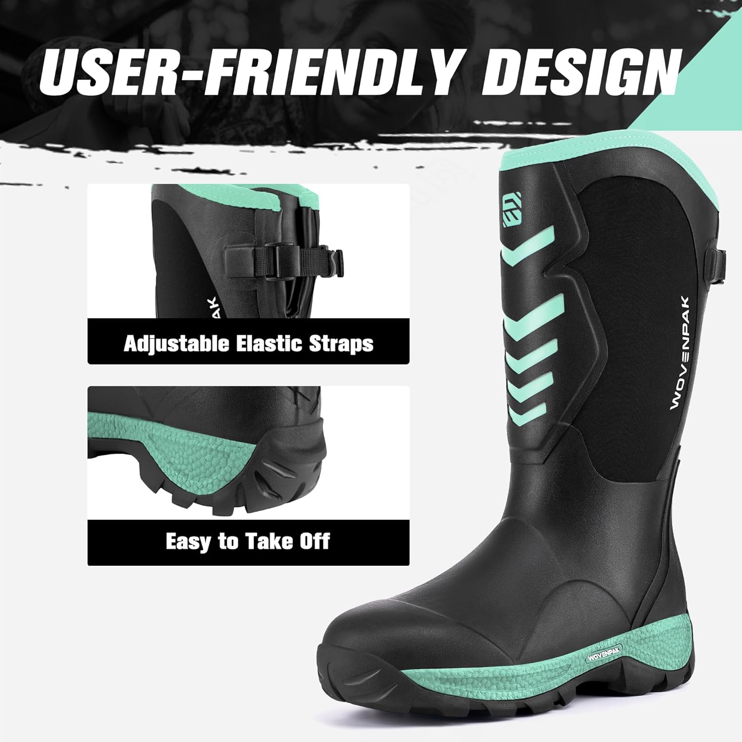 Wovenpak Hunting Boots for Women, Women's Waterproof Rubber Boots with Steel Shank, Insulated Mud boot, 6mm Neoprene Anti-slip Outdoor Work Boots, Size 6-11 - Image 6