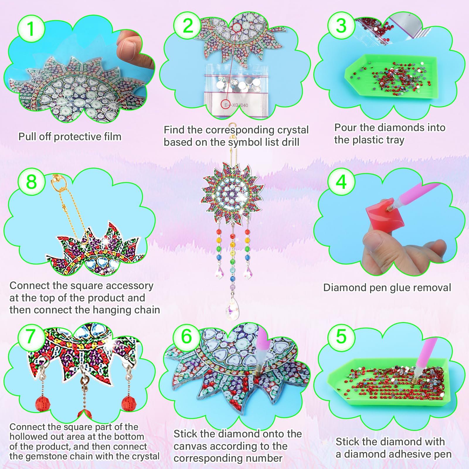 Yiranok Diamant-Kunst-Set, 5 Stück – Windspiel & Sonnenfänger DIY, Bastelset Für Kinder Ab 8 Jahren