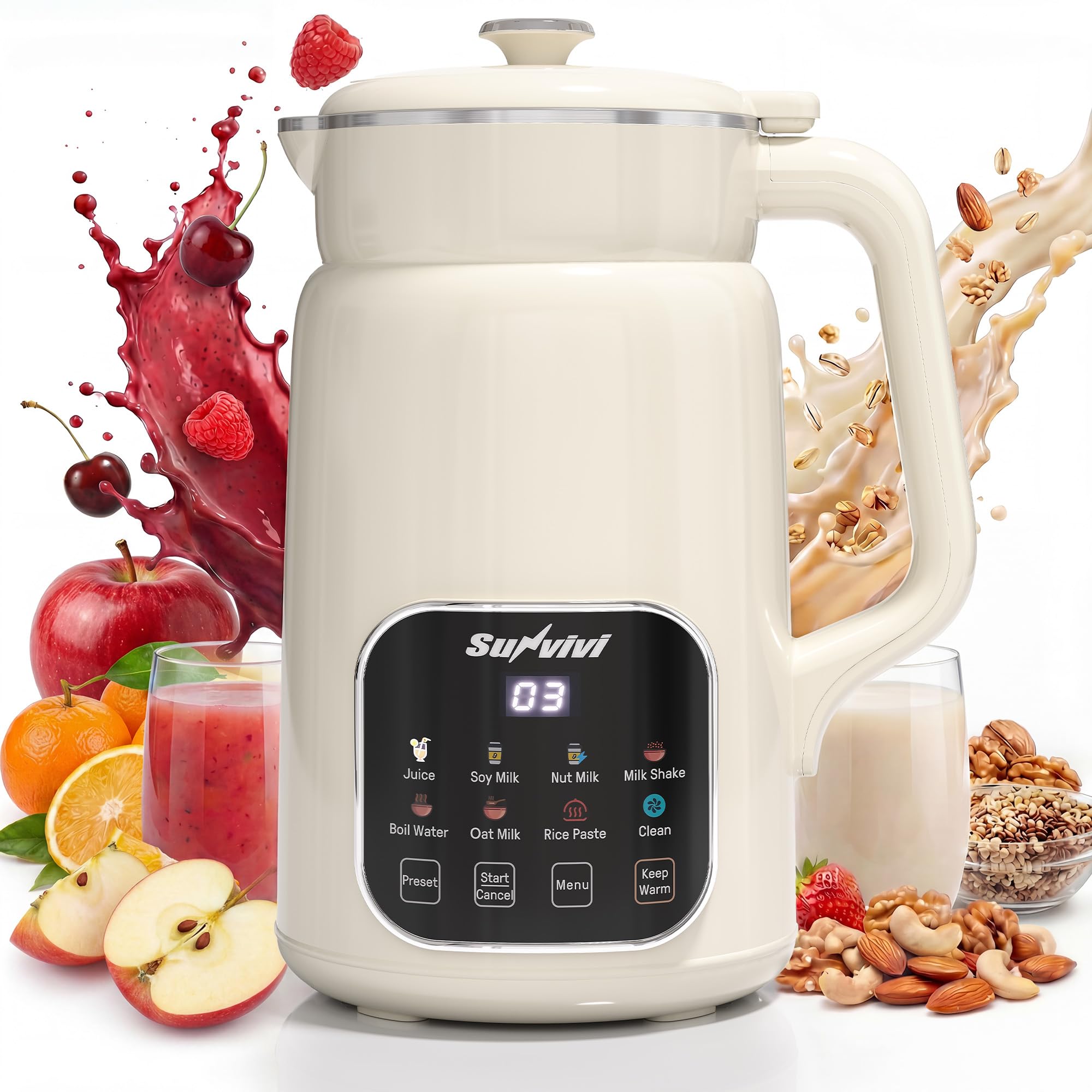 Amazon.com: Sunvivi 8 in 1 Nut Milk Maker Machine, 60oz Soybean