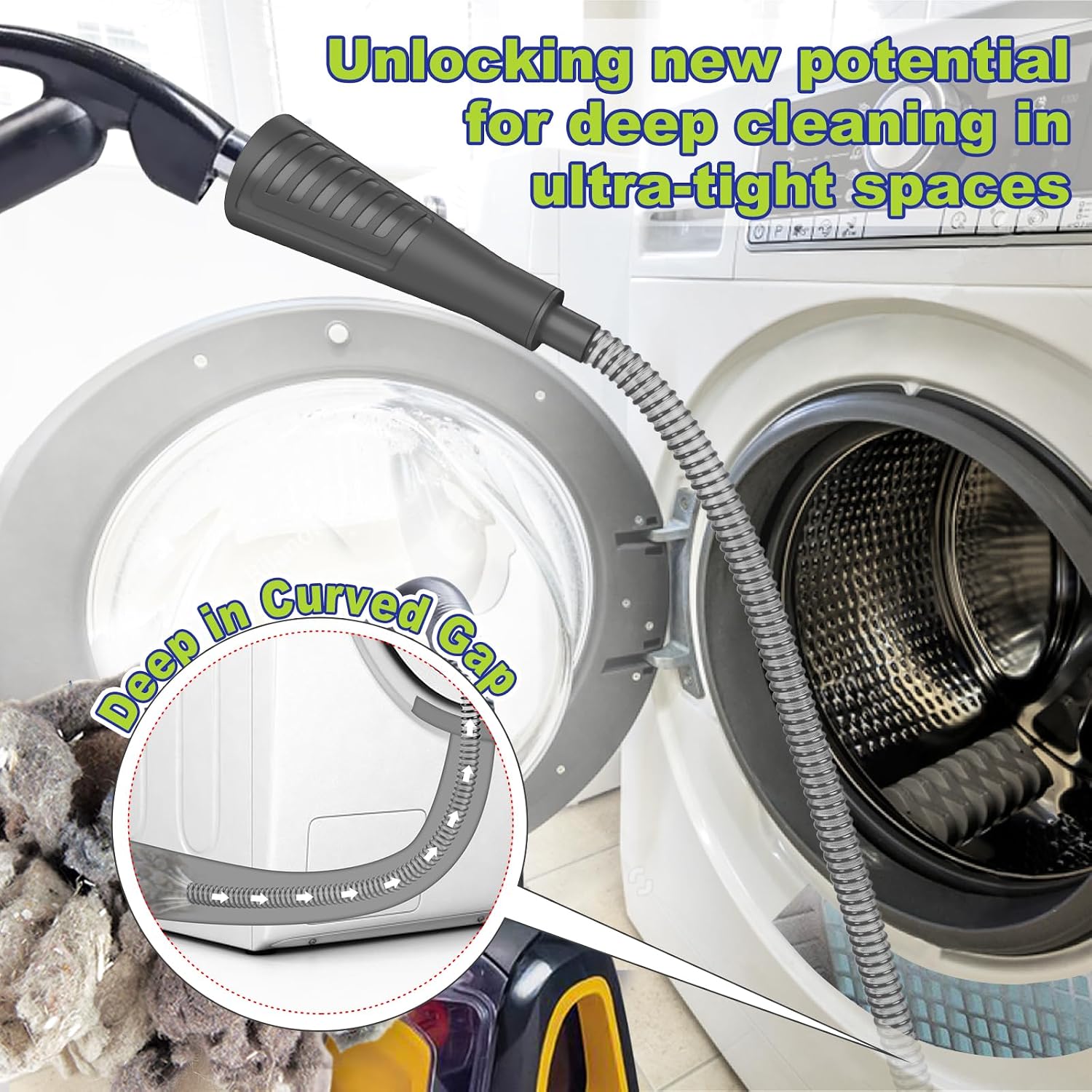 Sealegend 2Pcs Dryer Vent Cleaner Kit, Vacuum Hose Attachment & Brush Black image 2