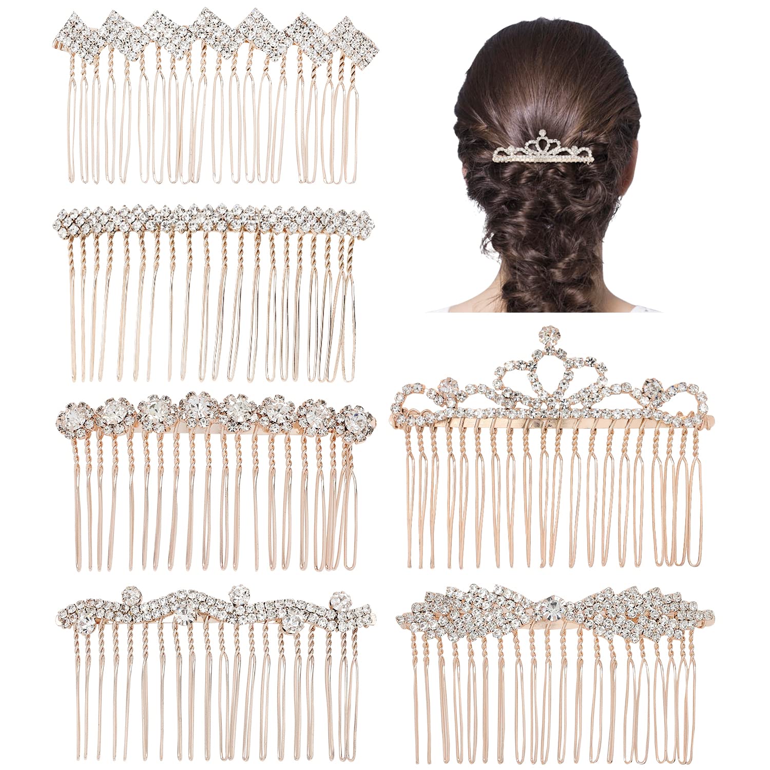 inSowni Luxury Gold Metal Hair Combs for Weddings