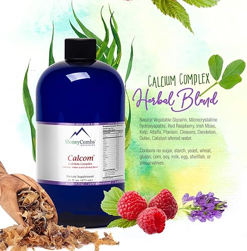 Miniatura 6 de Calcom Calcio Complejo  Calcio, Magnesio, Aminoácidos y Mezcla de hierbas  Gotas de calcio oral sin alcohol  Suplemento de calcio líquido para