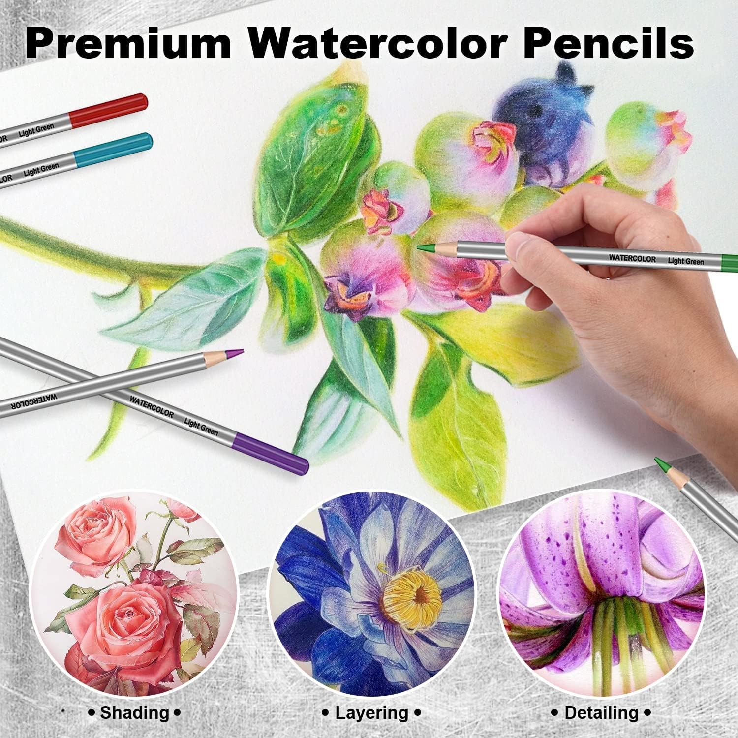 Corslet 39-teiliges Zeichenstifte-Set, Malset mit Skizzenstift, Aquarell-Buntstifte-Set, Kohlestifte für Künstler, Radiergummi, Kunstbedarf für