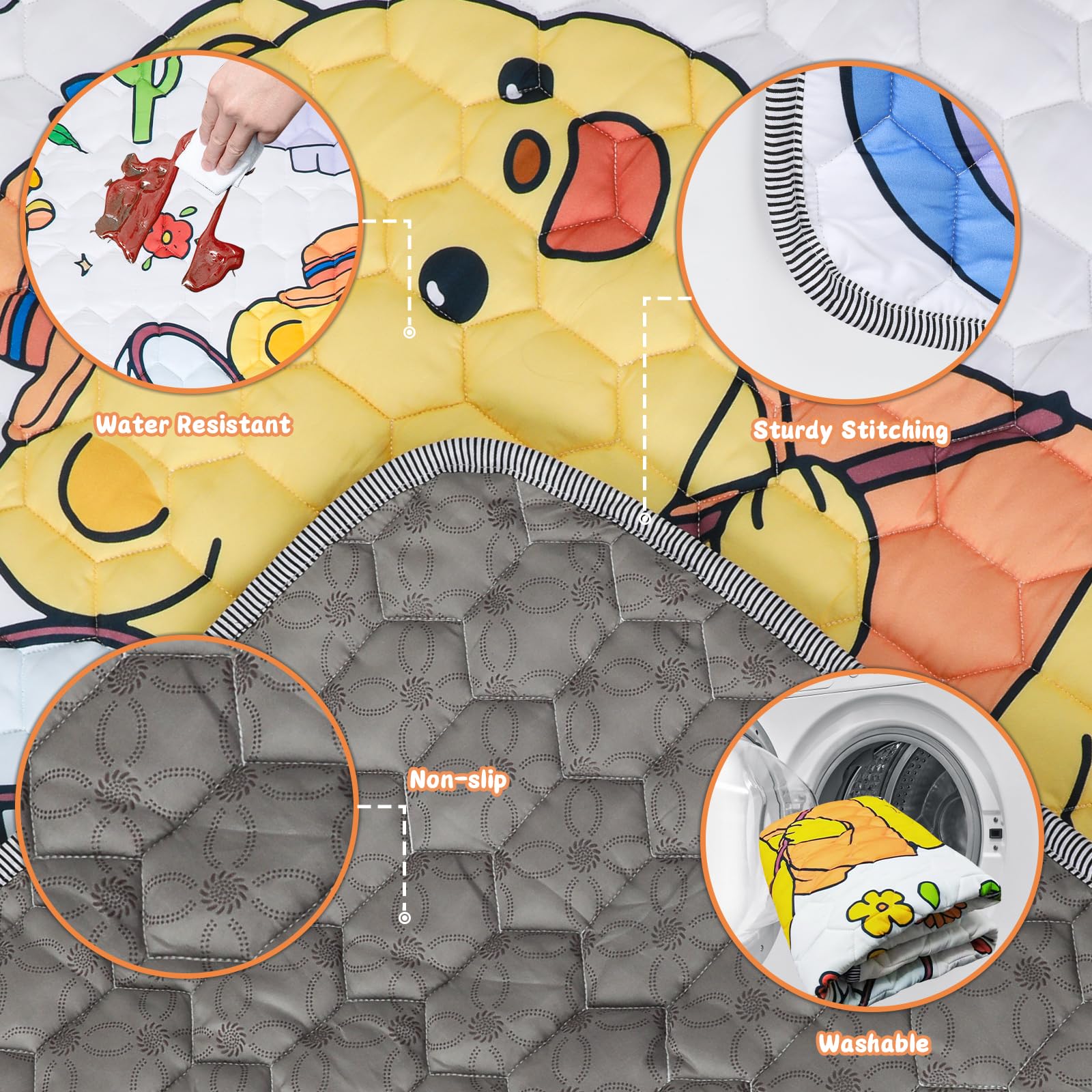 CVARRISE Impermeabile Tappeto Gioco Bambini Pieghevole - 127x127cm AntivegetativaTappeto Neonato Gattonamento, Morbido Tappeto Tummy Time Neonati, Animale Tappeto Gioco per Bambini 1 2 3 Anni Orso