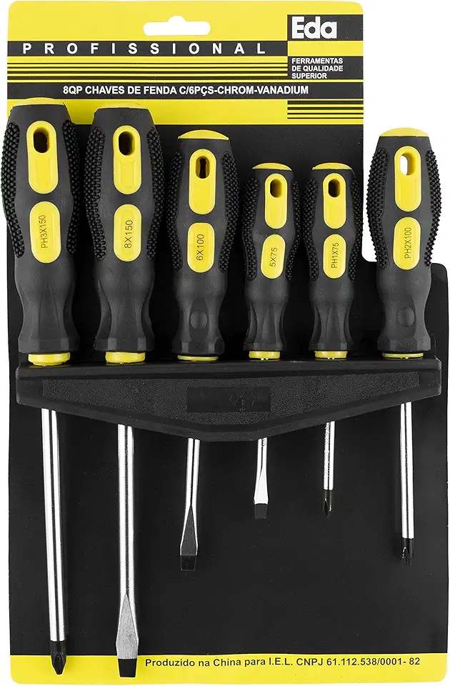 EDA Chaves De Fenda E Phillips Cromo Vanádio Jogo Com 6 Peças Eda