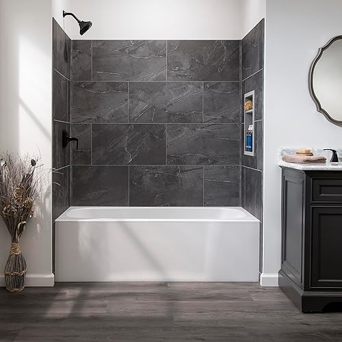 Miniatura 2 de Palisade Kit envolvente para ducha y bañera de azulejos de vinilo entrelazados de 25.6 pulgadas x 14.8 pulgadas en pizarra agrietada