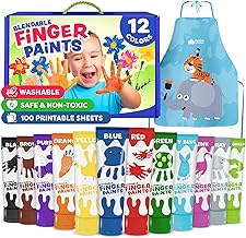 Finger Paint for Toddlers 1-3+, Washable Paint for Kids - Toddler Finger Painting - Non Toxic Baby Safe Toddler Art Supplies for Hand and Feet - Preschool Learning Activities Gifts for Kids Ages 2-4