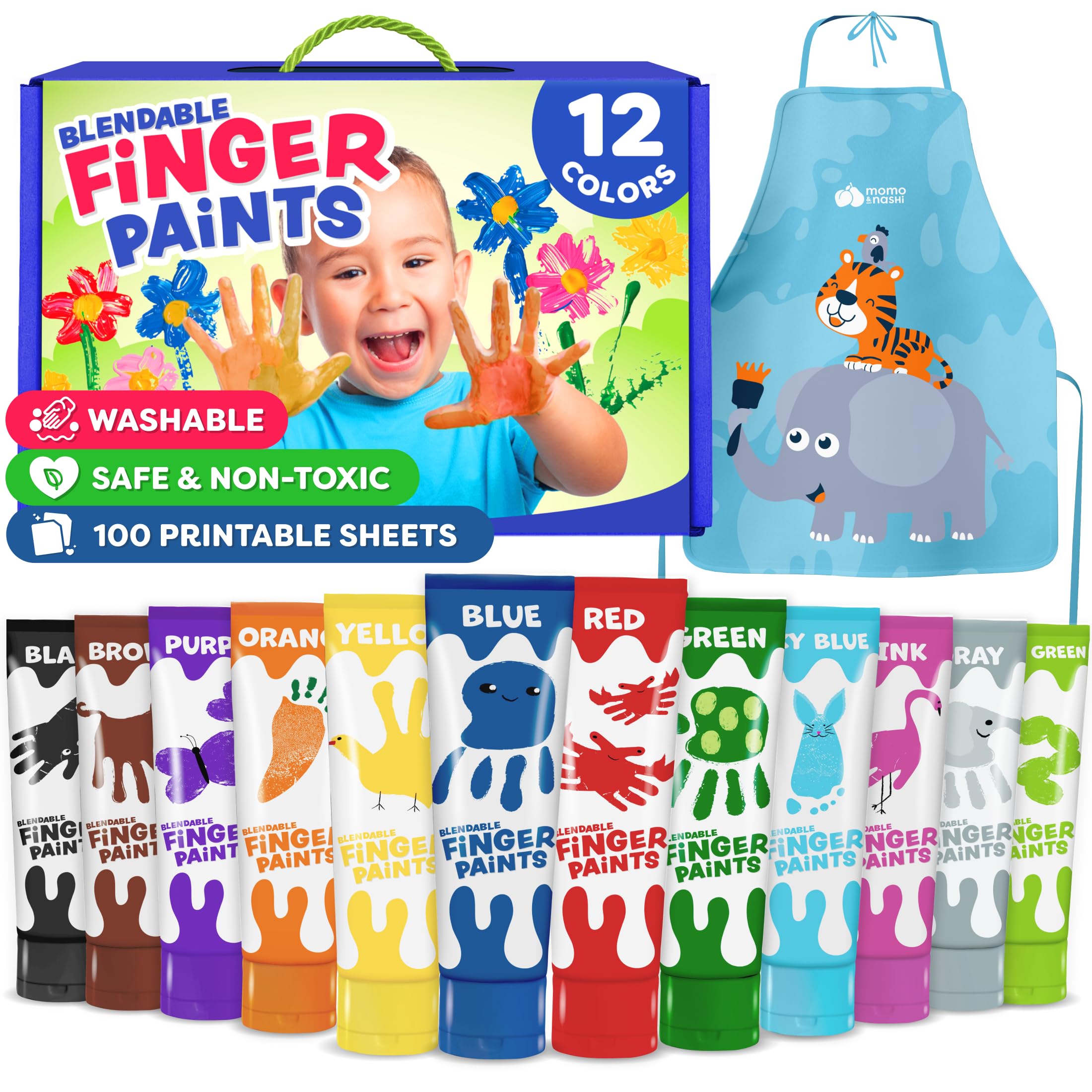 Photo 1 of  **FACTORY SEALED**Finger Paint for Toddlers 1-3+, Washable Paint for Kids - Toddler Finger Painting - Non Toxic Baby Safe Toddler Art Supplies for Hand and Feet - Preschool Learning Activities Gifts for Kids Ages 2-4