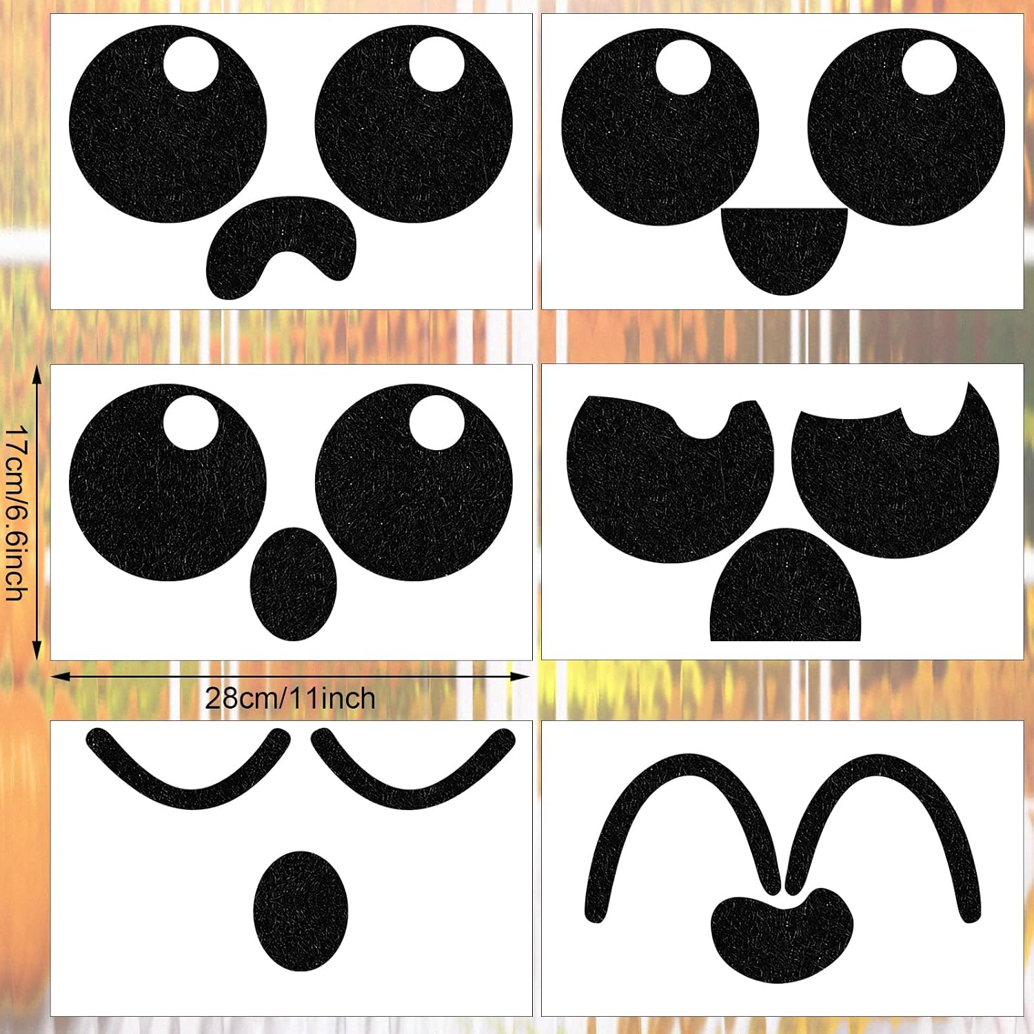 6 Sheets Halloween Adhesive Felt Halloween Cute Ghosts Emoticons Style Felt Irregular Shape DIY Felt for Halloween DIY Projects Costume, Black