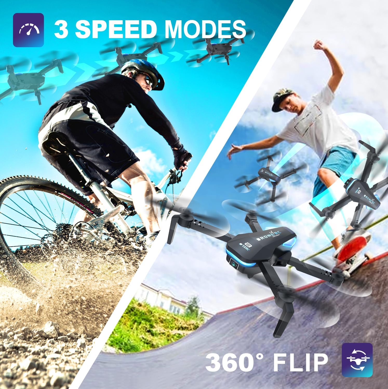 mini a4034 RC Quadcopter with One Key Take off, 3D Flips, Altitude Hold, Foldable Drone with Camera