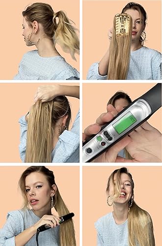 Miniatura 3 de CAISHA Extensiones de clip de cola de caballo de 20 pulgadas con pinza de mariposa recta marrón rubio mezcla H157