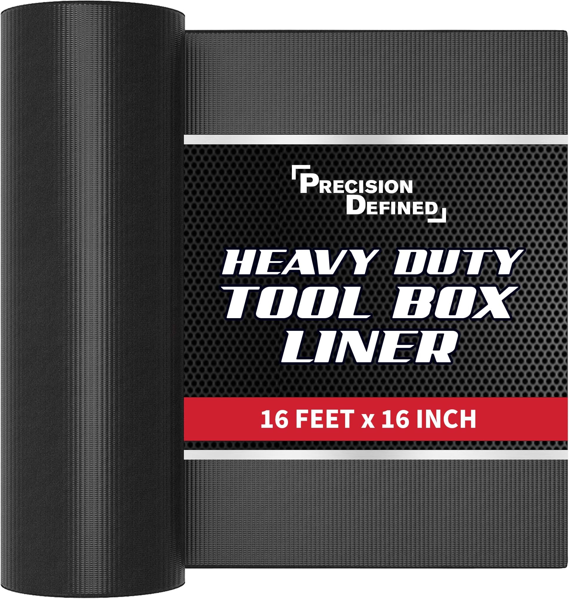 Precision Defined Professional Grade Tool Box Liner, 16 ft x 16", Black | Tool Box Drawer Liner, Shelf Liner Non Slip Mat, Thick Cabinet Shelf Liner, Toolbox Drawer Liner