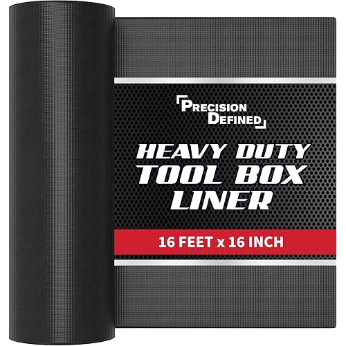 Precision Defined Toolbox Liner Non-Slip Tool Drawer Liner 16ft x 16" Black