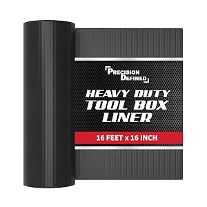 Precision Defined Professional Grade Tool Box Liner 16 ft x 16 Black Tool Box Drawer Liner Shelf Liner