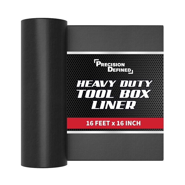 Precision Defined Professional Grade Tool Box Liner 16 ft x 16 Black Tool Box Drawer Liner Shelf Liner