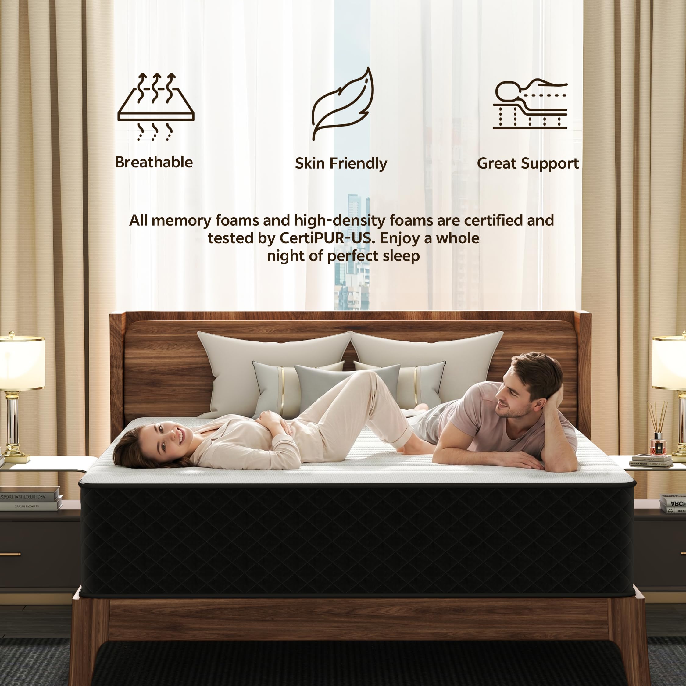 PurrJoys Materasso Matrimoniale 160x200 Altezza 25cm, Certificazione OEKO-TEX Materasso a Molle e Schiuma, Materassi Memory, Materassi con Ergonomico Sostenuto,Confortevole e Elevata Traspirabilità