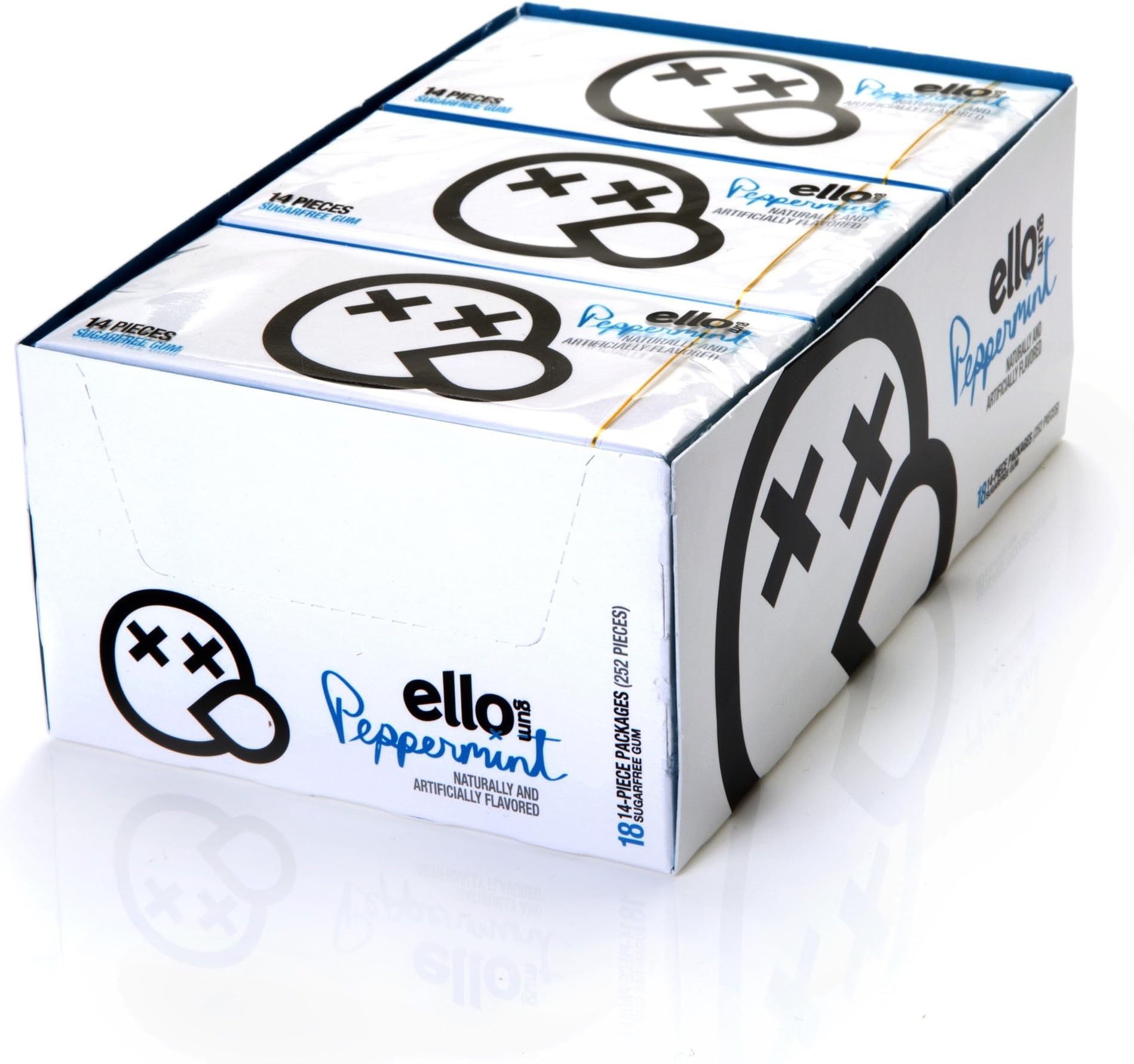 Ello Gum Sugarfree Peppermint, 18 14-Piece Packages