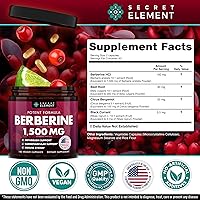 Vista 7 de Secret Element Berberina HCL Suplemento 1500 mg, cápsulas veganas con raíz de remolacha, bergamota cítrica y grosella negra, sin OMG, 180 cápsulas